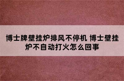 博士牌壁挂炉排风不停机 博士壁挂炉不自动打火怎么回事